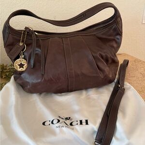 Coach Dark Brown Leather Hobo Bag